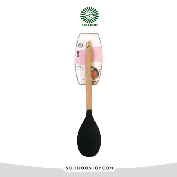 قاشق سیلیکونی دسته چوبی KG