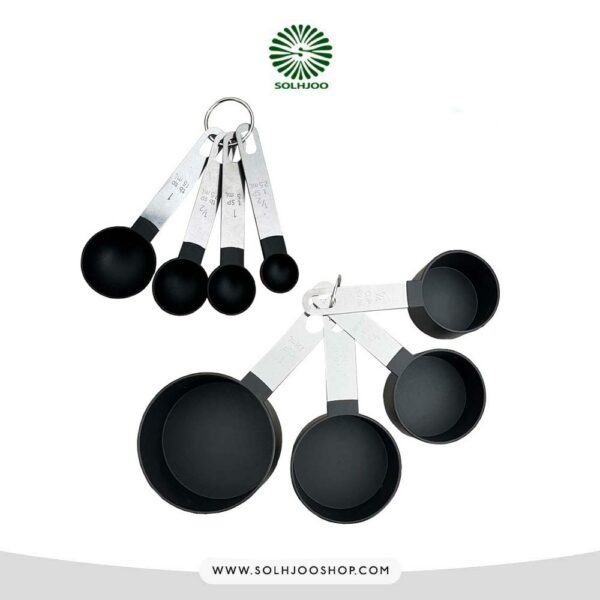 پیمانه پلاستیکی قاشق دسته استیل 8 عددی