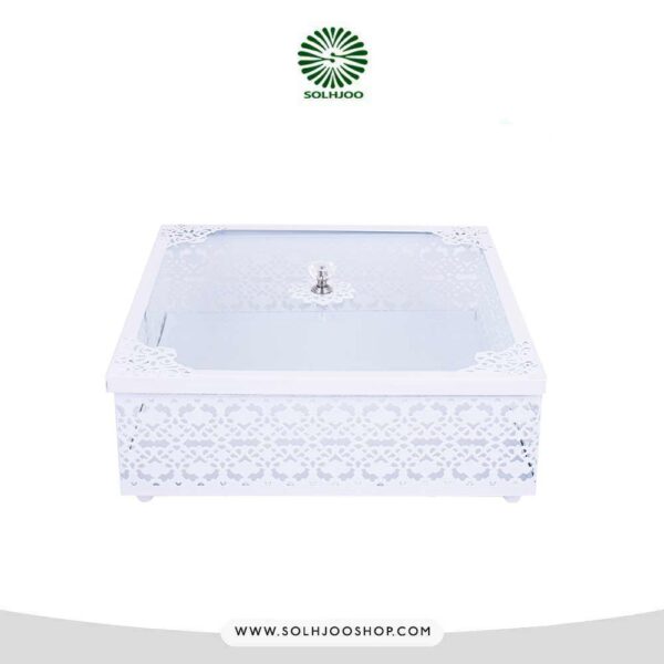 استند فلزی مربع درب دار کیک 25 سانتی